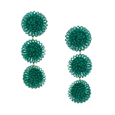 Pat’s Jewelry Women's Green Pompom Earrings