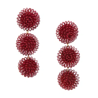 Pat’s Jewelry Women's Red Pompom Earrings