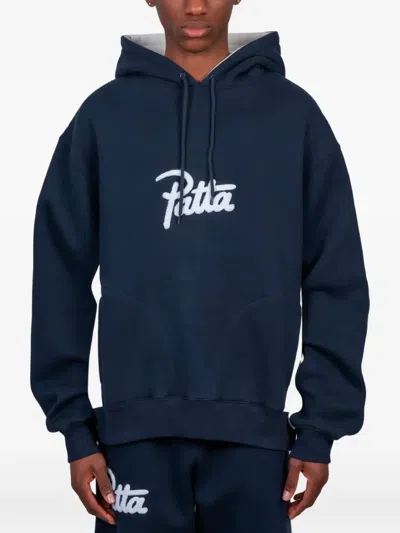 Patta Chenille Logo Hoodie In Blue
