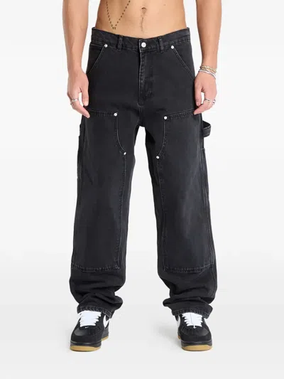 Patta Double-knee Cartoon Denim Jeans In Black
