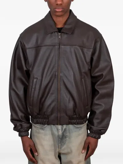 Patta Family 3.0 Leather Bomber In Brown