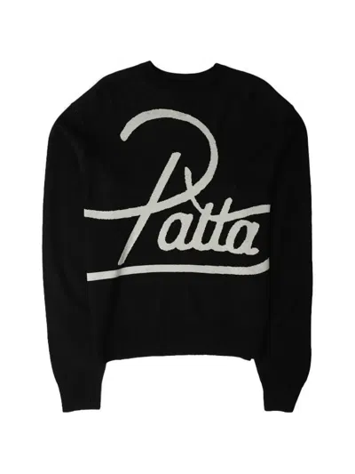 Patta Hearted Logo-jacquard Jumper In Black