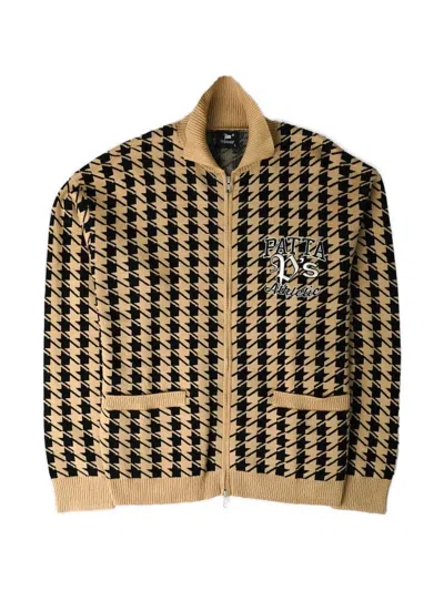 Patta Houndstooth-pattern Zip-up Cardigan In Brown