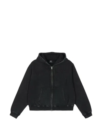 Patta Logo-embroidered Zip-up Hoodie In Black