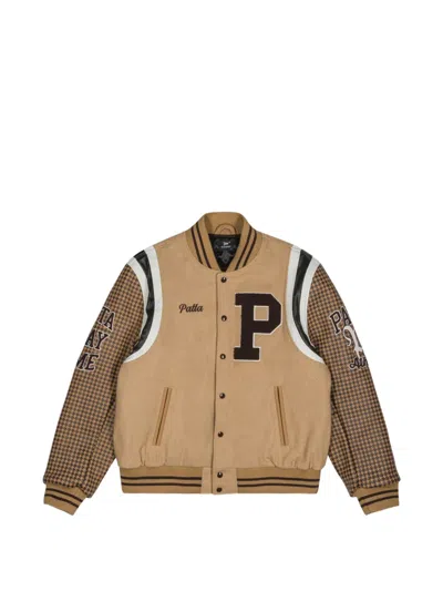 Patta Logo-patch Houndstooth Bomber Jacket In Neutral