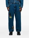 Patta Patchwork Labelled Trousers In Blue