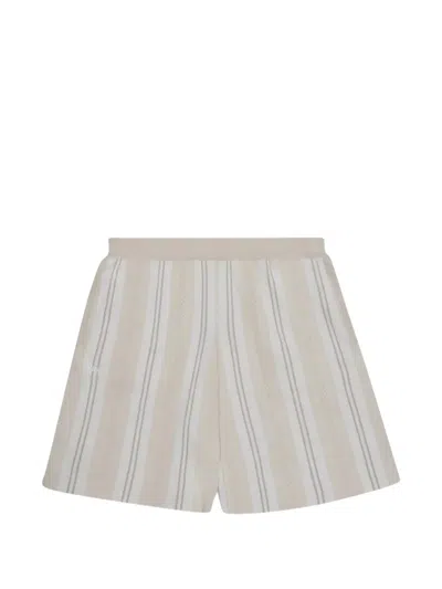 Patta Pointelle-knit Striped Shorts In Neutral
