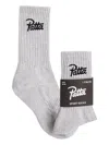 Patta Ribbed Logo-print Socks In Gray