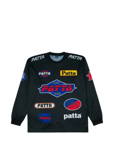 Patta Sponsor Logo-print Jersey In Black