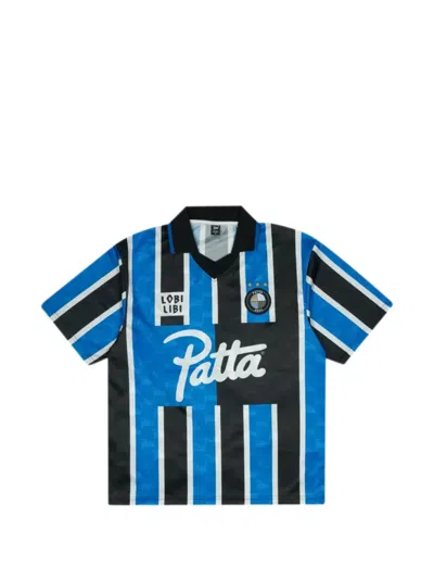 Patta Stripe-print Football Polo Shirt In Multi