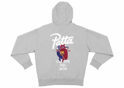 Pre-owned Patta X Barcelona Fc Culers Del Món Hooded Sweater In Dark Grey Heather/deep Royal Blue