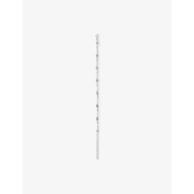 Pattaraphan Mens Akani Rhodium-plated 925 Sterling Silver And White Topaz Bracelet