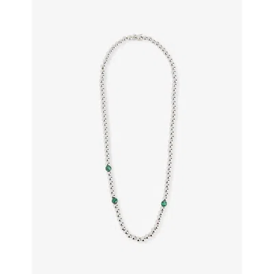 Pattaraphan Mens Anya Rhodium-plated 925 Sterling Silver And Malachite Bead Necklace