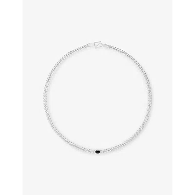 Pattaraphan Mens Baby Ying Rhodium-plated 925 Sterling Silver And Black Sapphire Necklace