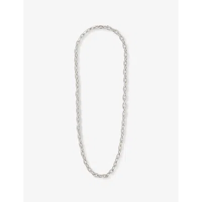 Pattaraphan Mens Pavé Baby Seamless Link Rhodium-plated 925 Sterling Silver Necklace In Metallic