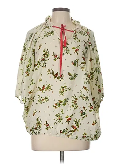 Pre-owned Patterson J. Kincaid 3/4 Sleeve Blouse In White