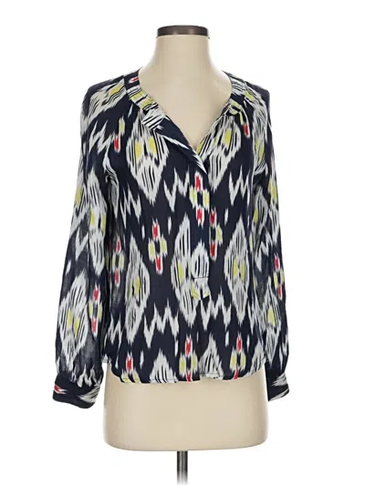 Pre-owned Patterson J. Kincaid Long Sleeve Blouse In Blue