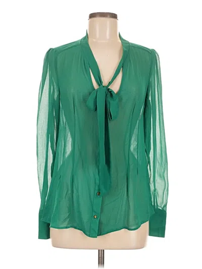 Pre-owned Patterson J. Kincaid Long Sleeve Blouse In Green