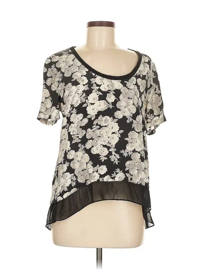 Pre-owned Patterson J. Kincaid Short Sleeve Top Black Scoop Neck Tops