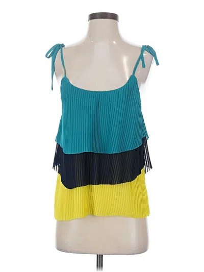 Pre-owned Patterson J. Kincaid Sleeveless Top Teal Halter Neckline Tops
