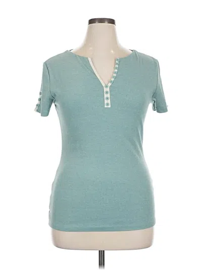 Pre-owned Patty Boutik Short Sleeve Top Teal V Neck Tops In Blue
