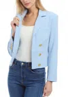Patty Kim Belle Crop Blazer In Powder Blue In Blue