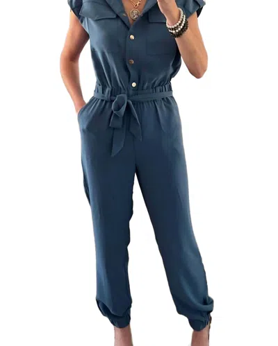 Patty Kim Belted Jumpsuit In Whale Blue