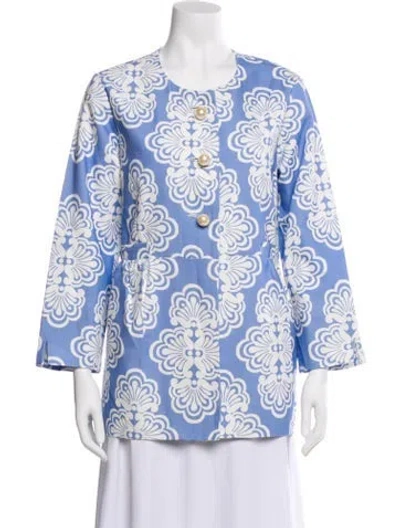 Pre-owned Patty Kim Printed Evening Jacket In Blue