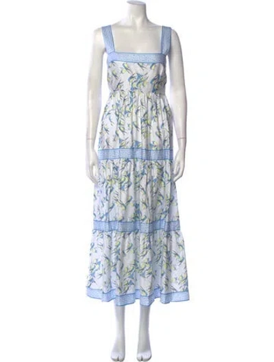 Pre-owned Patty Kim Printed Midi Length Dress In Blue/white