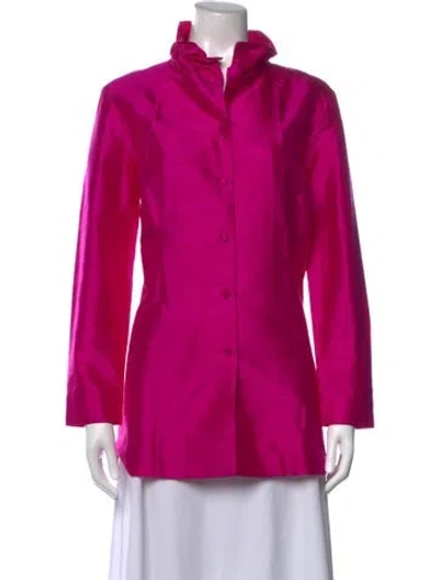 Pre-owned Patty Kim Silk Long Sleeve Button-up Top In Pink