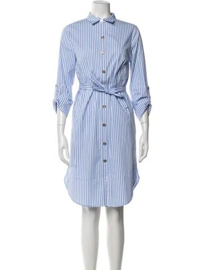 Pre-owned Patty Kim Striped Knee-length Dress In Blue