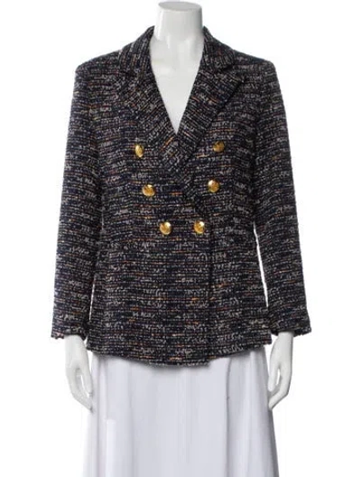 Pre-owned Patty Kim Tweed Pattern Blazer In Blue