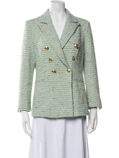 Pre-owned Patty Kim Tweed Pattern Blazer In Green