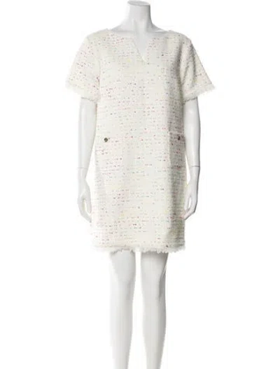 Pre-owned Patty Kim V-neck Mini Dress In White