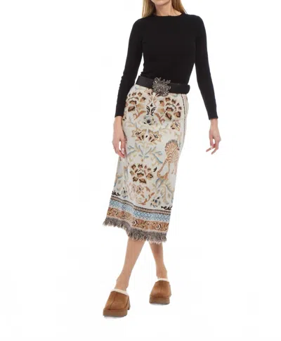 Patty Kim Women's Camille Knit Fringe Skirt In Ecru Jacquard In Black