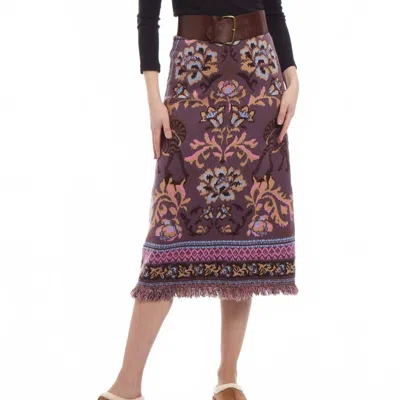 Patty Kim Women's Camille Knit Fringe Skirt In Mocha Jacquard In Brown
