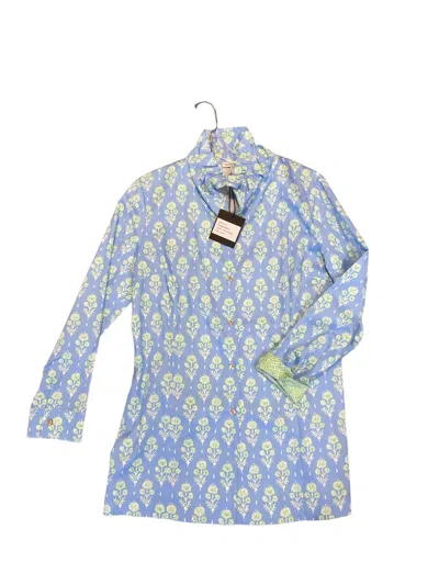Patty Kim Women’s 100% Silk Blouse Light Blue Button Up 3/4 Sleeve Size Large