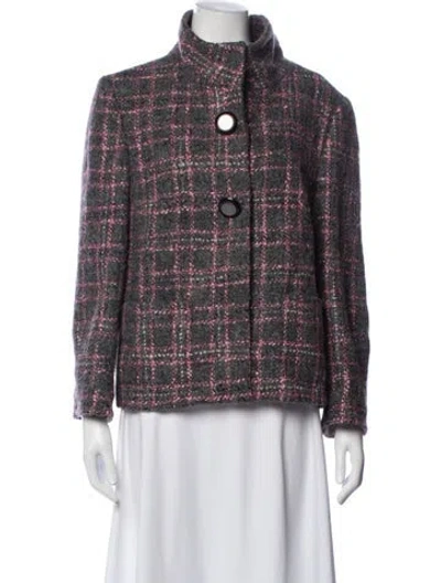 Pre-owned Patty Kim Wool Plaid Print Jacket In Multi