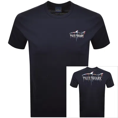Paul &amp; Shark Paul And Shark Graphic T Shirt Navy In Black