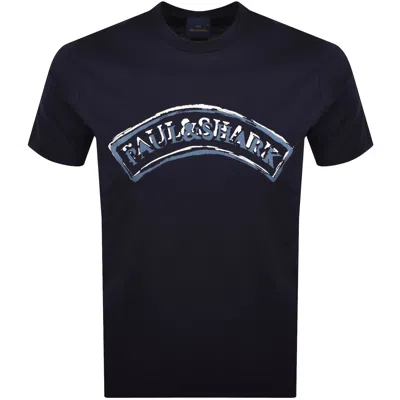 Paul &amp; Shark Paul And Shark Logo Graphic T Shirt Navy In Black