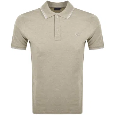 Paul &amp; Shark Paul And Shark Logo Polo T Shirt Beige In Neutral