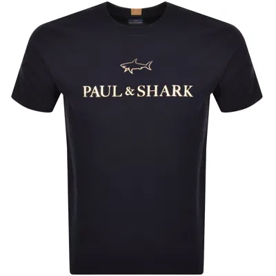 Paul &amp; Shark Paul And Shark Logo T Shirt Navy In Black