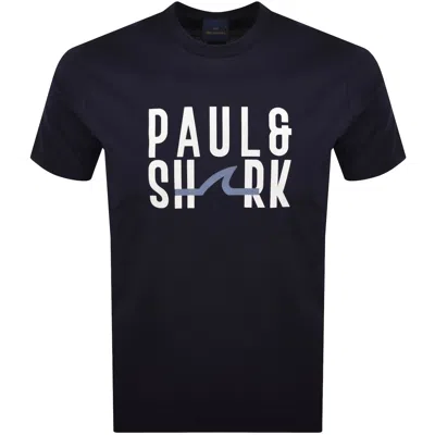 Paul &amp; Shark Paul And Shark Logo T Shirt Navy In Blue