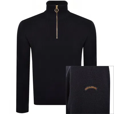 Paul &amp; Shark Paul And Shark Moon Badge Knit Jumper Navy In Black