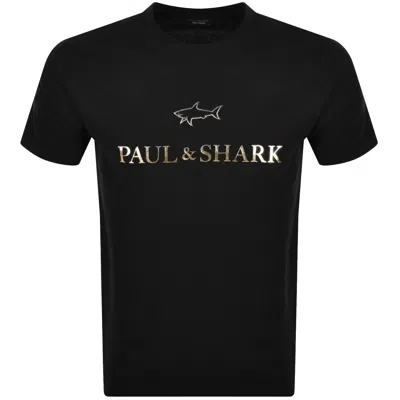 Paul &amp; Shark Paul And Shark Printed Logo T Shirt Black In Blue