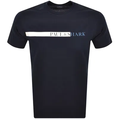 Paul &amp; Shark Paul And Shark Short Sleeved Logo T Shirt Navy In Black