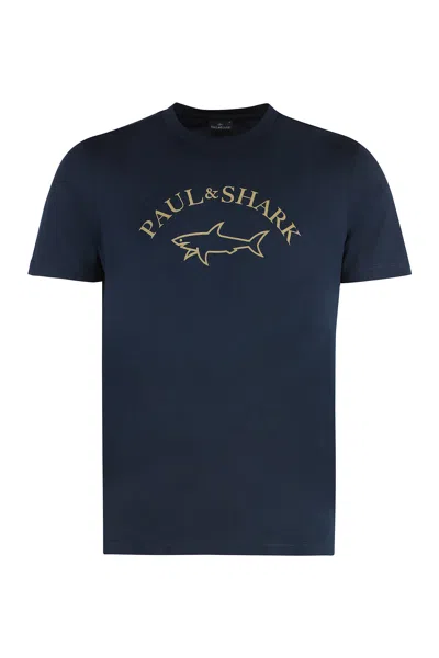 Paul&amp;shark Cotton Crew-neck T-shirt In Blue