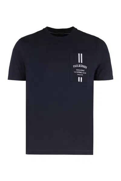 Paul&amp;shark Cotton Crew-neck T-shirt In Blue