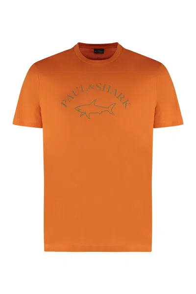 Paul&amp;shark Cotton Crew-neck T-shirt In Orange