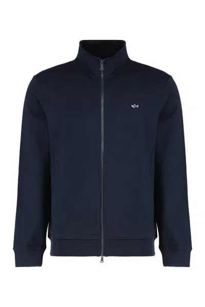 Paul&amp;shark Cotton Full-zip Sweatshirt In Blue